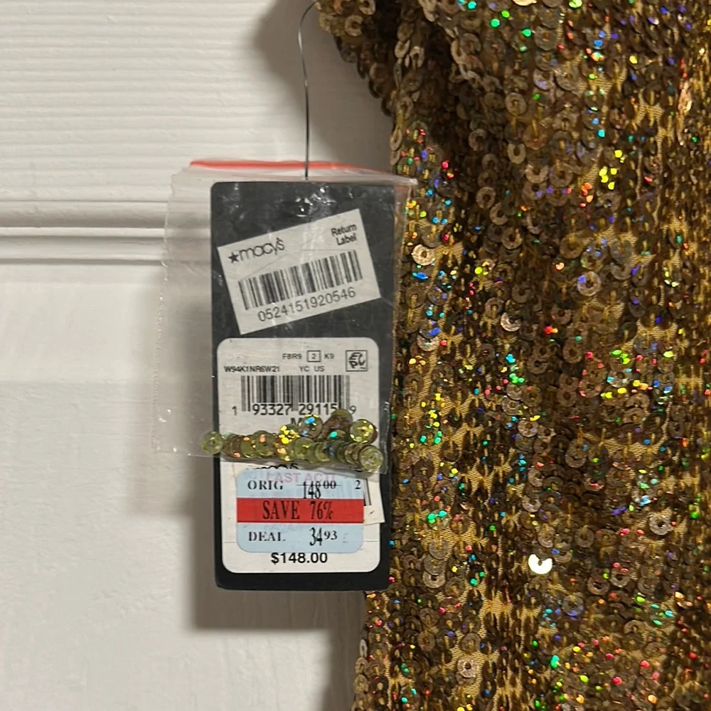 Sequin Halter Dress in Gold - Picture 3 of 3